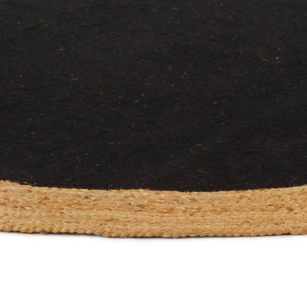 vidaXL Tapis tress&eacute; Noir et naturel 90 cm Jute et coton Rond