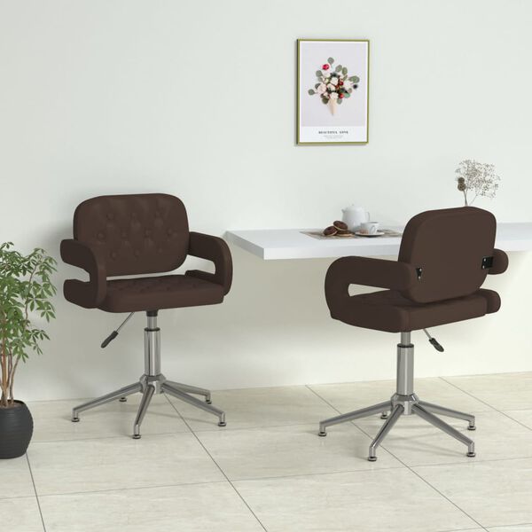 vidaXL Chaises pivotantes &agrave; manger lot de 2 marron similicuir