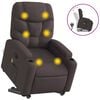 vidaXL Fauteuil inclinable de massage Marron fonc&eacute; Tissu