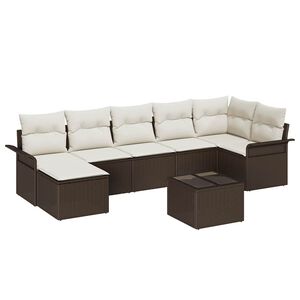 vidaXL Ensemble de canap&eacute; de jardin 8 pc Marron polyrotin