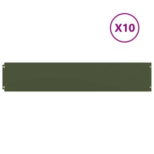 vidaXL Bordures pelouse 10pcs vert olive 20x103cm acier laminé à froid