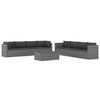 vidaXL Salon de jardin 9 pcs avec coussins R&eacute;sine tress&eacute;e Gris