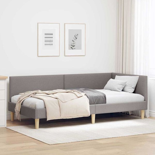 vidaXL Cadre de lit d'angle Taupe 80 cm x 200 cm Tissu et Contreplaqu&eacute;