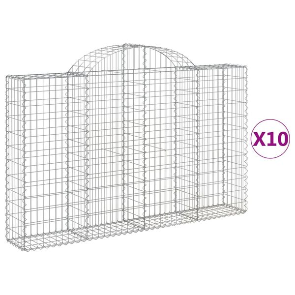 vidaXL Paniers &agrave; gabions arqu&eacute;s 10 pcs 200x30x120/140 cm Fer galvanis&eacute;