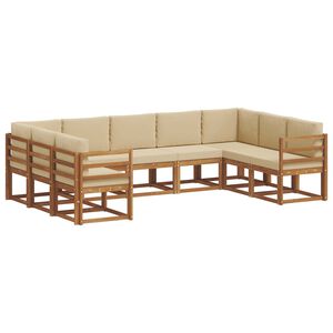 vidaXL Ensemble de canap&eacute;s d'ext&eacute;rieur 9 pc Naturel et Beige