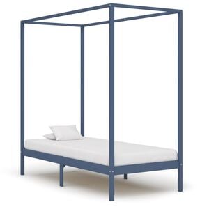 vidaXL Cadre de lit &agrave; baldaquin sans matelas gris bois massif 90x200cm
