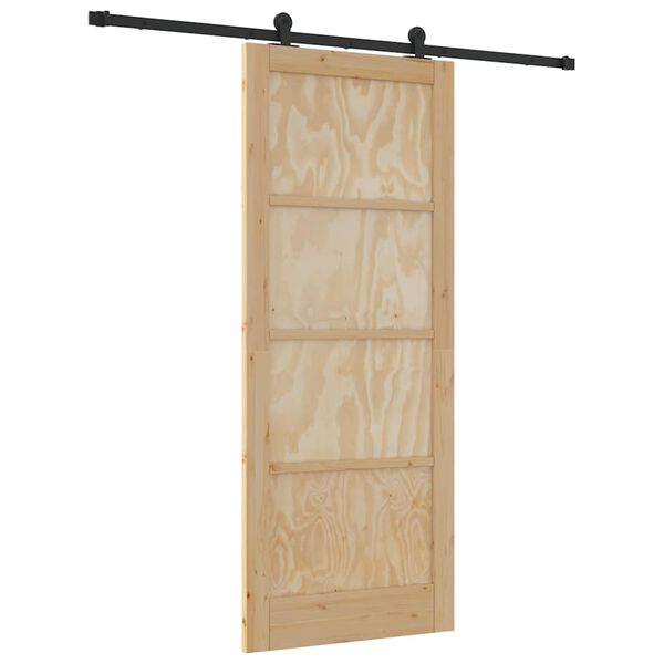 vidaXL Porte coulissante Naturel et Noir 86 x 211 cm Pin massif