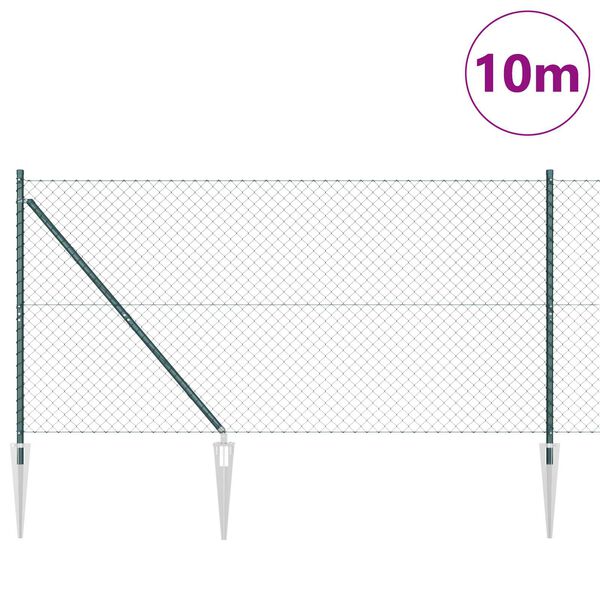 vidaXL Cl&ocirc;ture en treillis avec poteaux Vert 1.4 x 10 m Acier