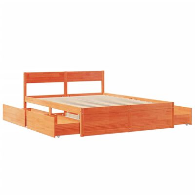 vidaXL Cadre de lit sans matelas cire marron 160x200cm bois pin massif