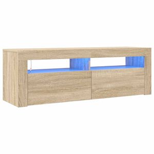 vidaXL Meuble TV avec lumi&egrave;res LED ch&ecirc;ne sonoma 120x35x40 cm