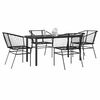 vidaXL Ensemble &agrave; manger de jardin 5 pcs noir r&eacute;sine tress&eacute;e verre