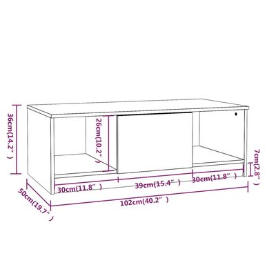 vidaXL Table basse noir 102x50x36 cm bois d'ingénierie
