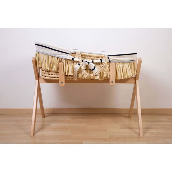 CHILDHOME Panier Mo&iuml;se raphia avec matelas et housse Marine