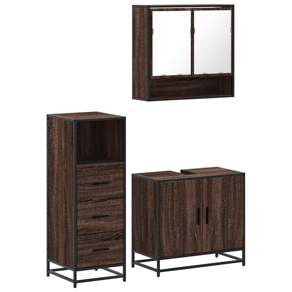 vidaXL Ensemble de meubles de salle de bain 3 pcs Ch&ecirc;ne marron