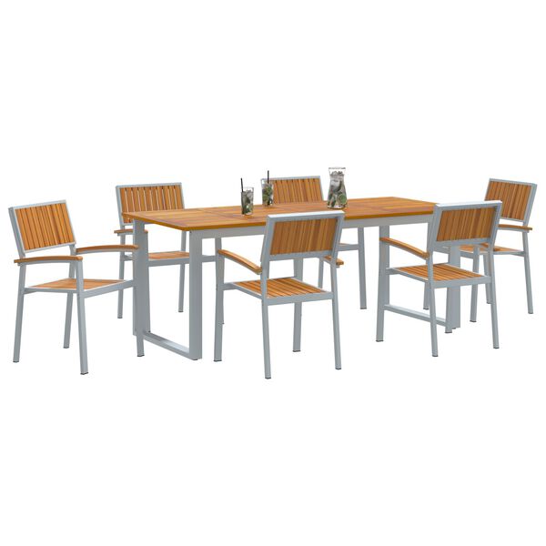 vidaXL Ensemble de salle &agrave; manger pour jardin 7 pcs Gris