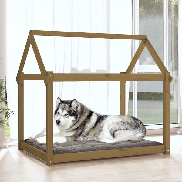 vidaXL Lit pour chien Marron miel 111x80x100 cm Bois de pin solide