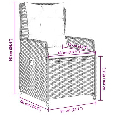 vidaXL Ensemble de bistro 3 pcs avec coussins gris résine tressée