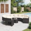 vidaXL Canapé de jardin avec table coussins rond noir résine tressée