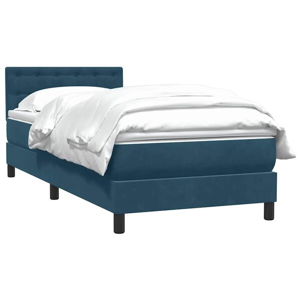 vidaXL Sommier &agrave; lattes de lit et matelas bleu fonc&eacute; 80x220 cm velours