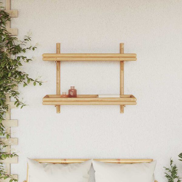 vidaXL &Eacute;tag&egrave;re Murale avec &eacute;tag&egrave;re Marron 39 x 26 x 60 cm Bambou