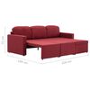 vidaXL Canapé-lit modulaire 3 places Rouge bordeaux Tissu