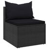 vidaXL Canapés centraux de jardin et coussins 2pcs Noir Résine tressée