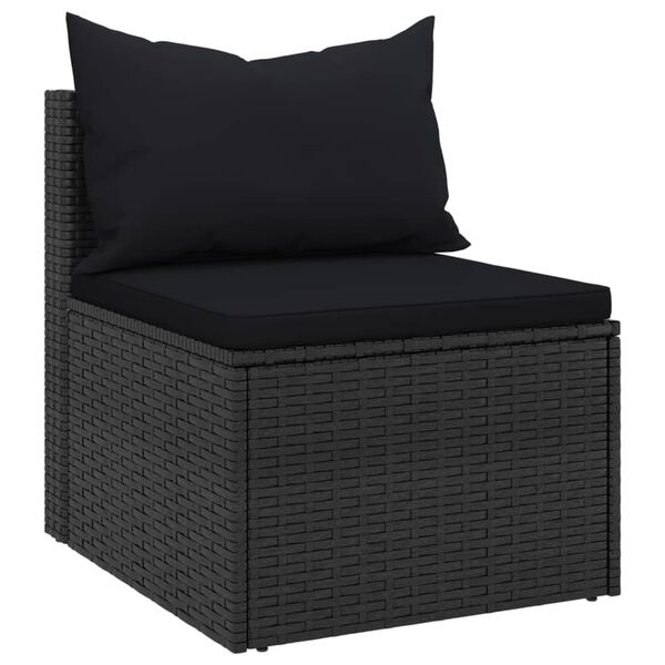 vidaXL Canapés centraux de jardin et coussins 2pcs Noir Résine tressée