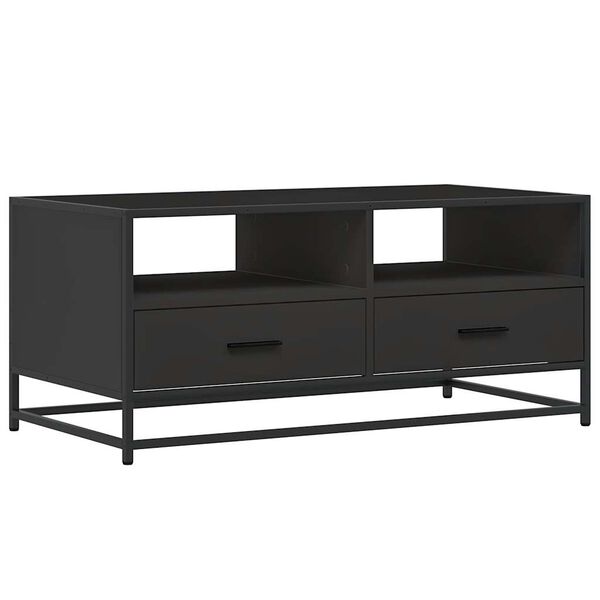 vidaXL Table basse noir 100x50x45 cm bois d'ing&eacute;nierie et m&eacute;tal