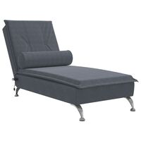 vidaXL Chaise longue de massage avec traversin gris foncé velours