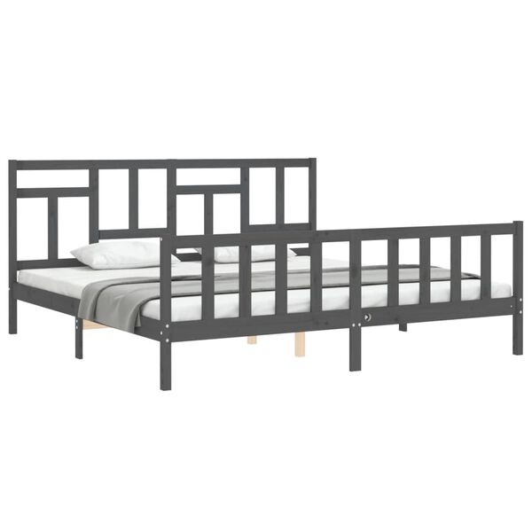vidaXL Cadre de lit sans matelas gris 200x200 cm bois massif de pin
