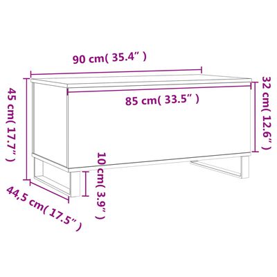 vidaXL Table basse Chêne marron 90x44,5x45 cm Bois d'ingénierie