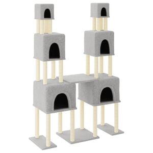 vidaXL Arbre &agrave; chat avec griffoirs en sisal Gris clair 199 cm