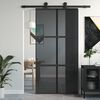 vidaXL Porte coulissante noir 102,5x205 cm verre tremp&eacute; aluminium