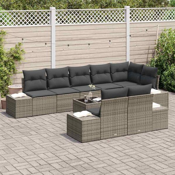 vidaXL Ensemble de canap&eacute; de jardin avec stockage Gris Poly rotin