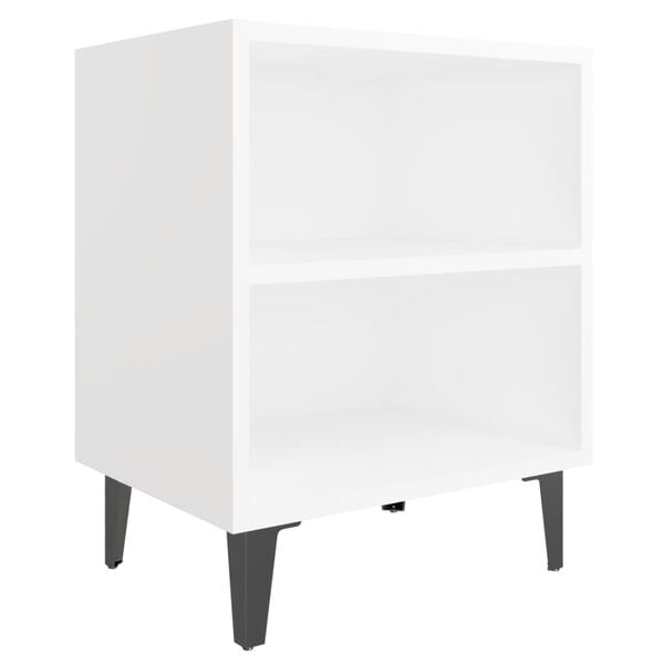 vidaXL Tables de chevet avec pieds en m&eacute;tal 2 pcs blanc 40x30x50 cm