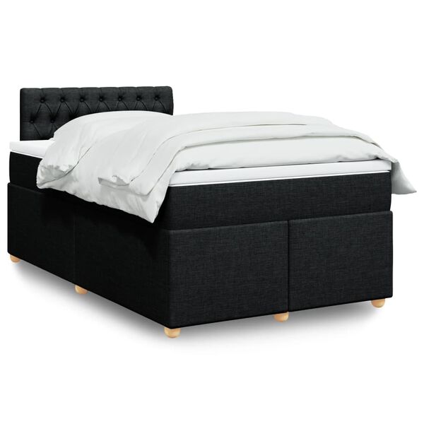 vidaXL Sommier à lattes de lit avec matelas noir 120x190 cm tissu