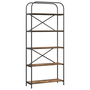 vidaXL &Eacute;tag&egrave;re 5 niveaux 80 x 30 x 183 cm Bois d'ing&eacute;nierie Ch&ecirc;ne fum&eacute;