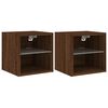 vidaXL Meubles TV muraux lumi&egrave;res LED 2 pcs ch&ecirc;ne marron 30x28,5x30 cm