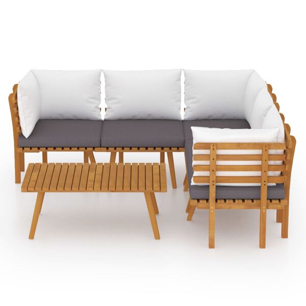 vidaXL Salon de jardin 6 pcs avec coussins Bois d'acacia solide