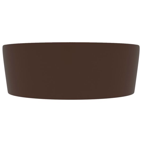 vidaXL Lavabo avec trop-plein Marron fonc&eacute; mat 36x13 cm C&eacute;ramique