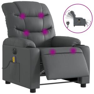 vidaXL Fauteuil de massage inclinable &eacute;lectrique gris similicuir