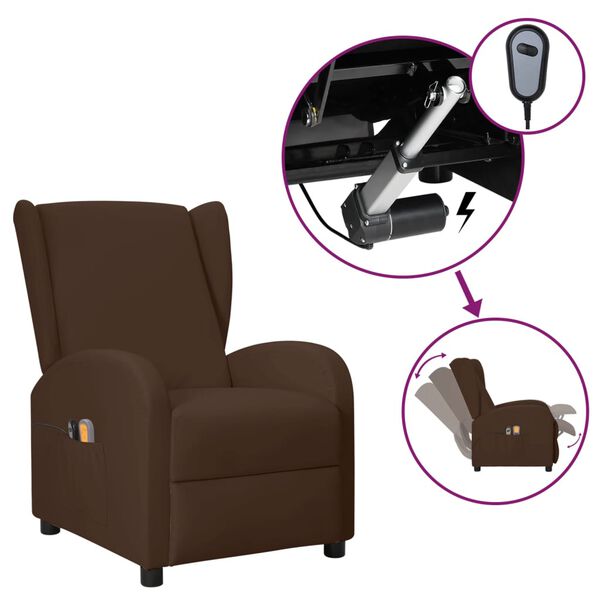 vidaXL Fauteuil de massage &eacute;lectrique &agrave; oreilles Marron Similicuir
