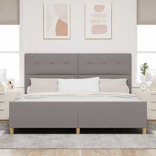 vidaXL Cadre de lit avec t&ecirc;te de lit Taupe 200 x 200 cm tissu