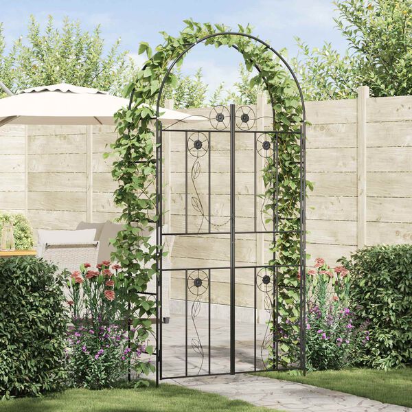 vidaXL Arche de jardin Uni Noir 115 x 37 x 226 cm