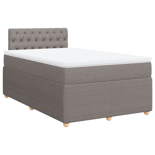 vidaXL Sommier &agrave; lattes de lit avec matelas taupe 120x190 cm tissu