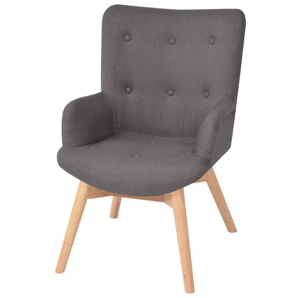 vidaXL Fauteuil avec repose-pied gris tissu