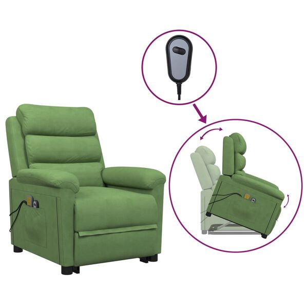 vidaXL Fauteuil de massage Vert clair Velours