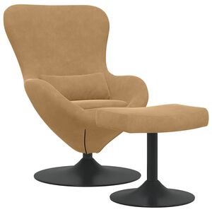 vidaXL Chaise &OElig;uf avec Pouf Marron Velours