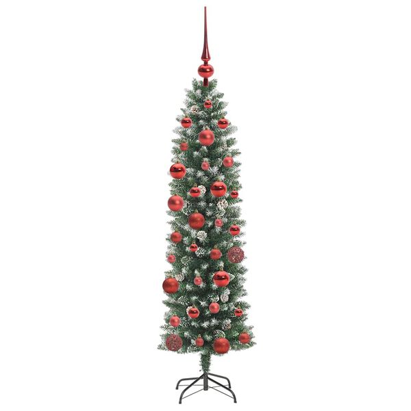 vidaXL Arbre de No&euml;l artificiel slim avec 150 LED Vert et blanc 150 cm