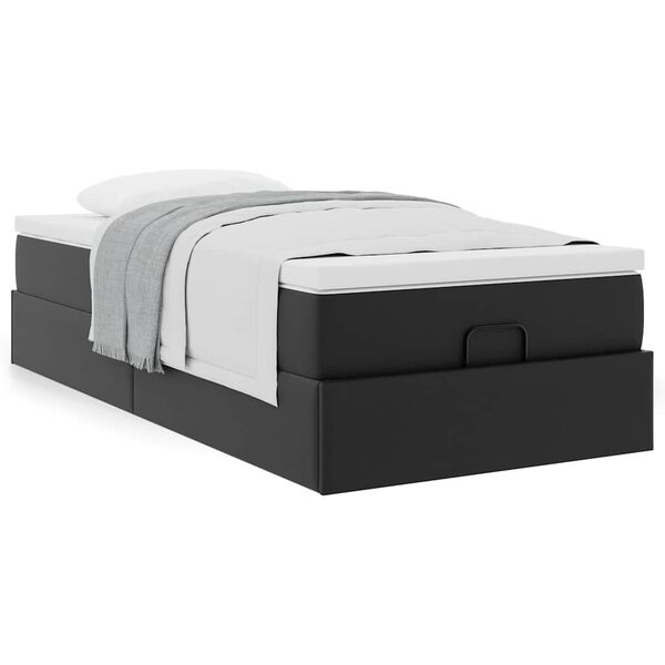 VidaXL Cadre de lit ottoman avec matelas noir 90x200 cm similicuir